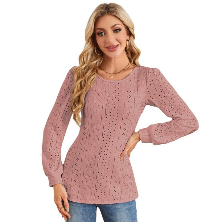 Women's blouse with airy diamond patterns and elegant puff sleeves Lune London