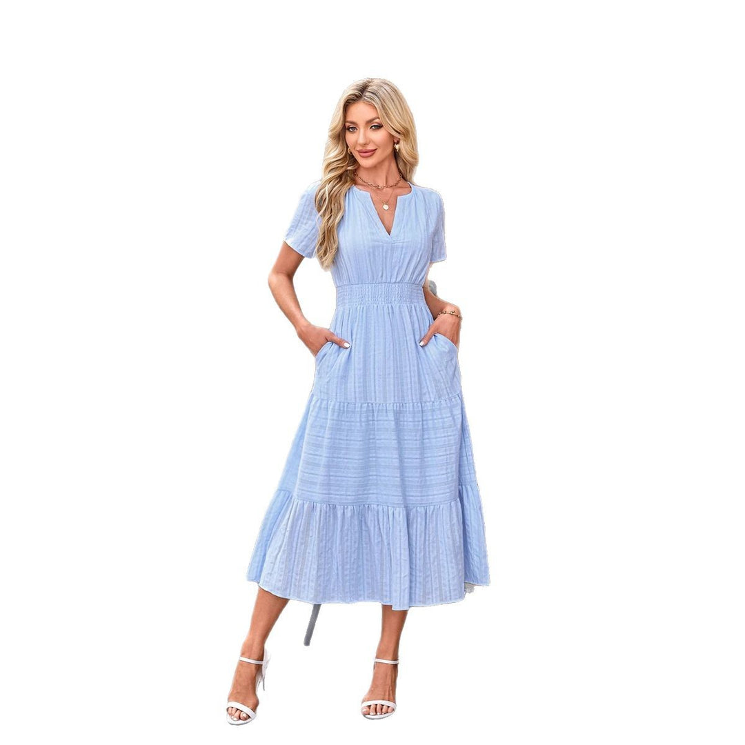 Maxi dress for ladies in lightweight striped fabric Lune London