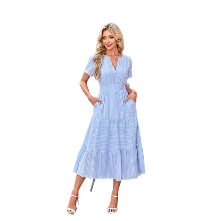 Maxi dress for ladies in lightweight striped fabric Lune London