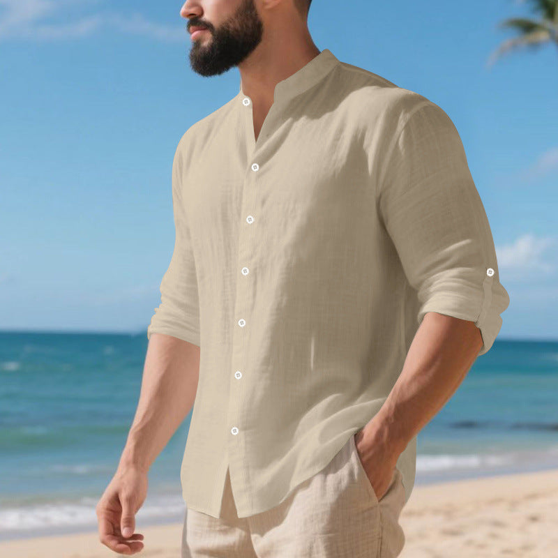 Casual long-sleeve shirt for men with modern button details and a textured surface Lune London