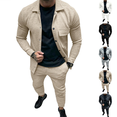 Fashionable casual set for men with a textured top and elastic pants Lune London