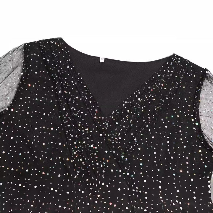 V neck shimmering wrap dress Lune London