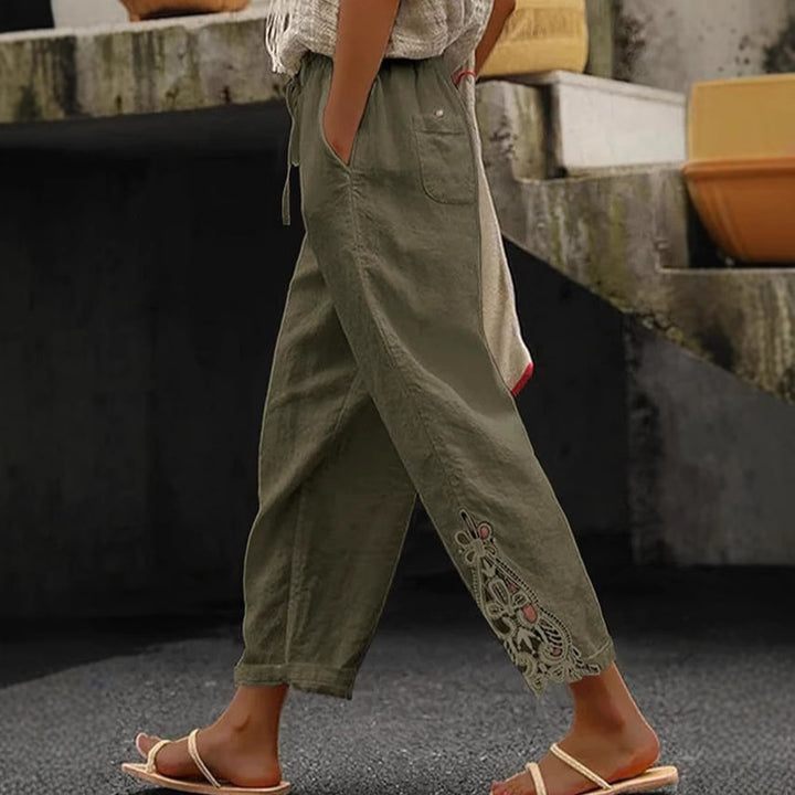 Leisure pants for women with elaborate embroidery Lune London