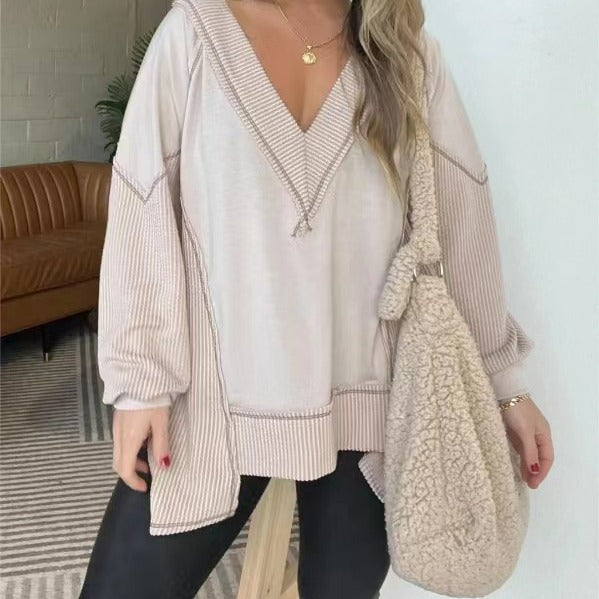 Women Casual Pull with Three-Quarter Sleeves and V-Neck Lune London
