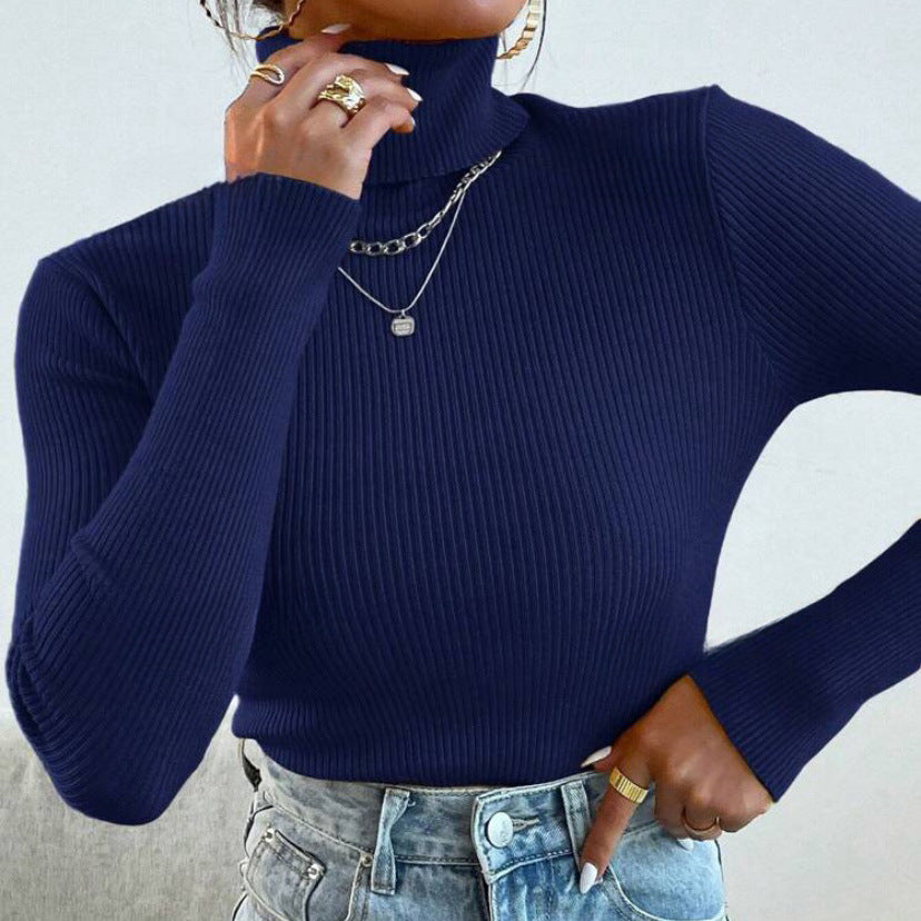 Ladies elegant turtleneck sweater with fine ribbed structure Lune London