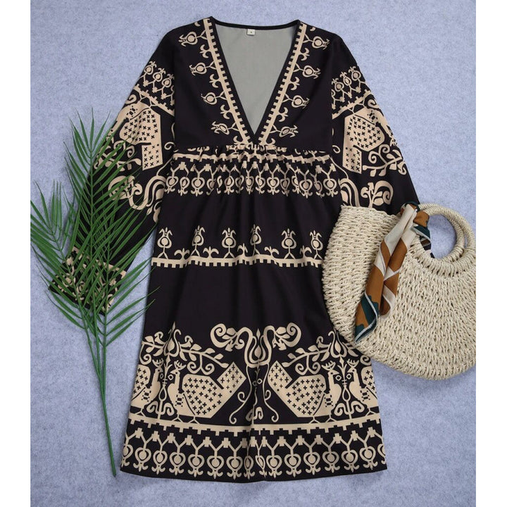Chic bohemian printed mini dress for women