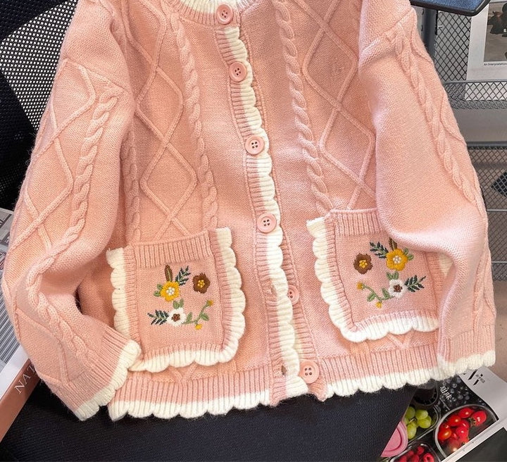 Lune London Women's Floral Pattern Knit Jacket