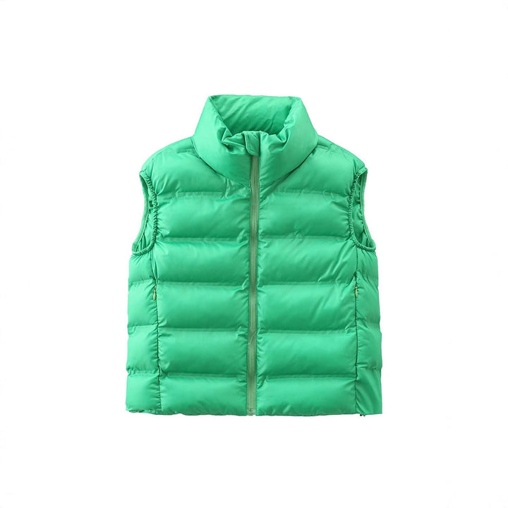 Quilted vest for women with high collar and decorative seams Lune London