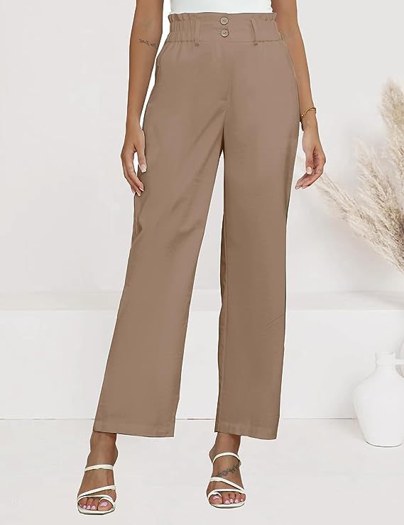 Wide Palazzo Trousers for Women with Elastic Waist and Practical Button Details Lune London