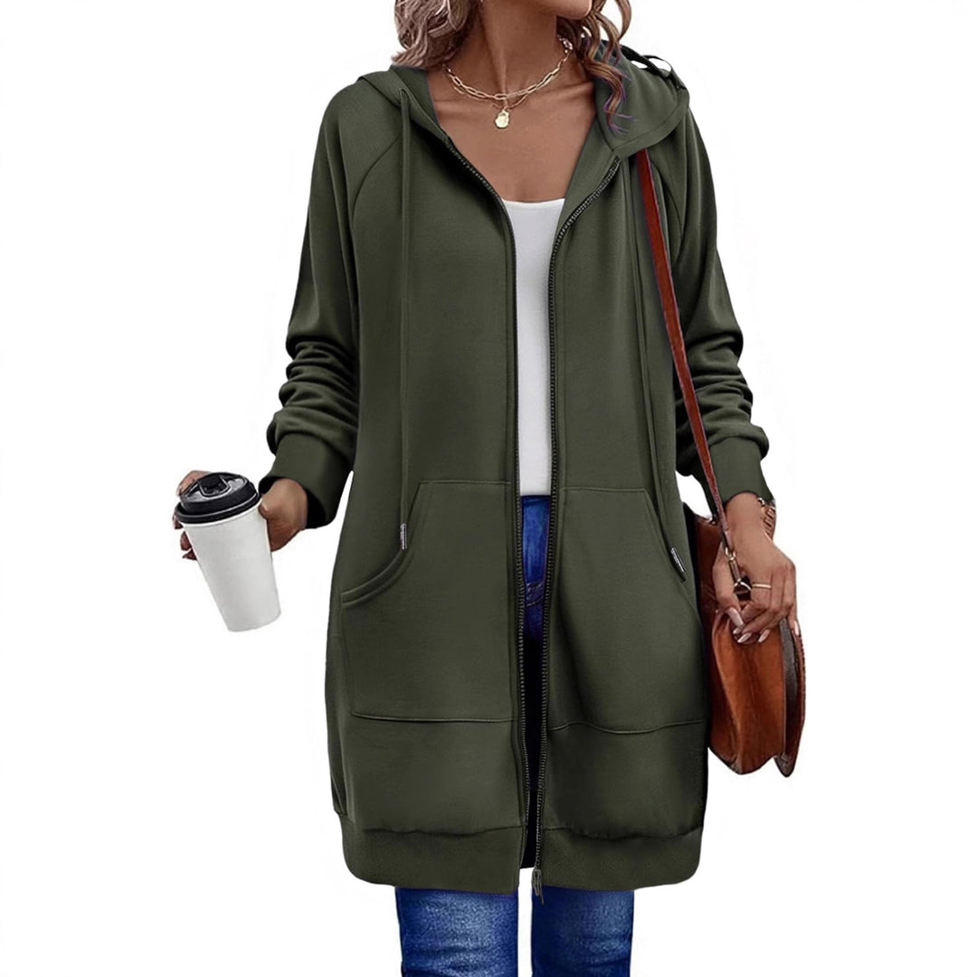 Women's Casual Long Jacket with Hood and Practical Pockets Lune London