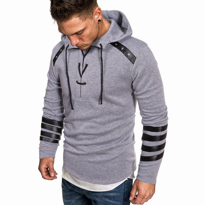 Men's casual hoodie with leather accents Lune London