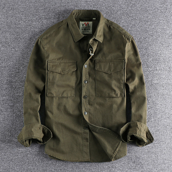 Men's cotton shirt with practical chest pockets and button-down collar Lune London