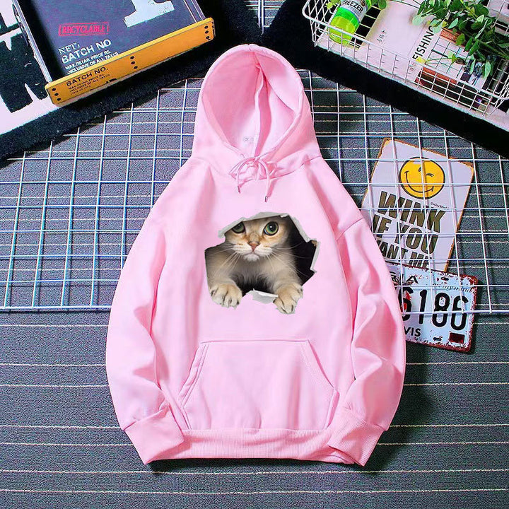 Women's hoodie with unique cat design Chic & Stil