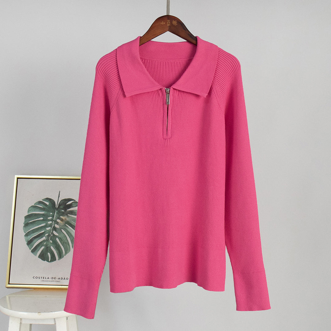 Pull-over en maille côtelée pour dames en mélange de coton doux Chic & Stil