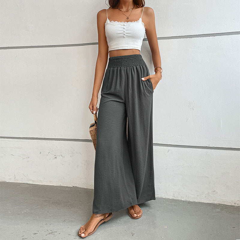 Wide summer pants for women with elastic waistband Lune London