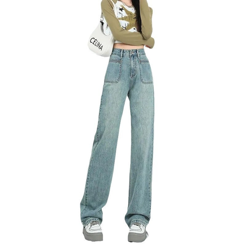 Pantalons en denim à coupe large pour femme avec poches hautes Chic & Stil