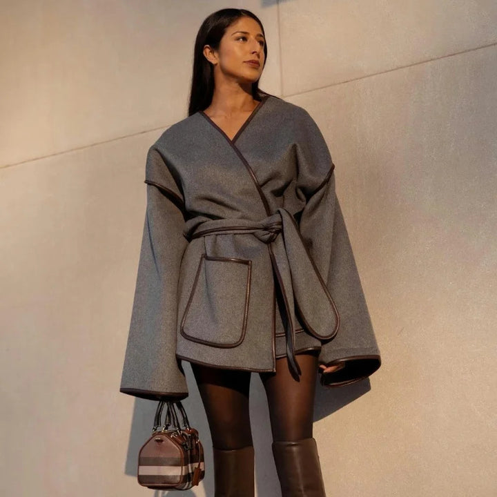 Wrap jacket for women with a loose fit and practical pockets Lune London