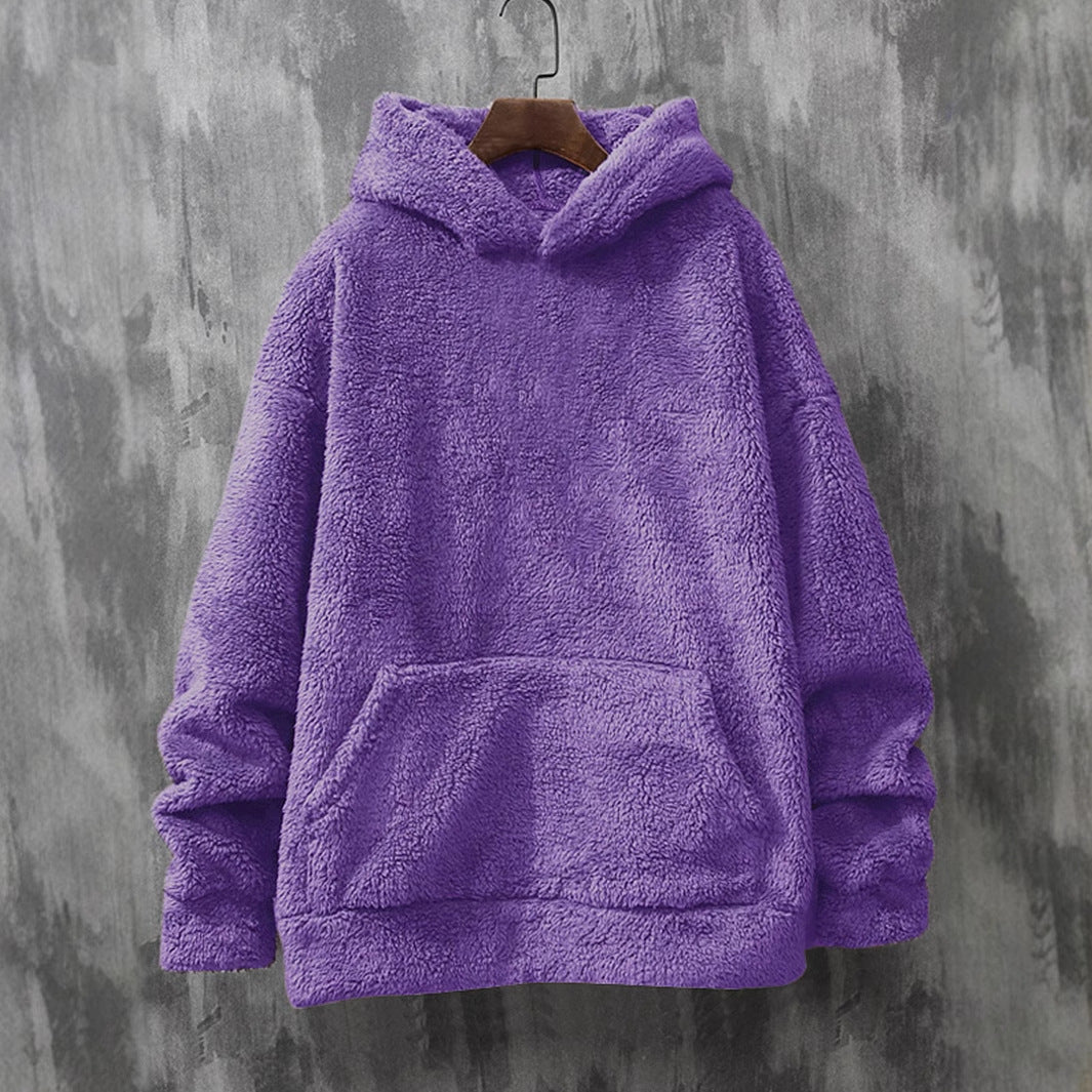 Ladies cozy fleece hooded sweatshirt with kangaroo pocket and hood Lune London