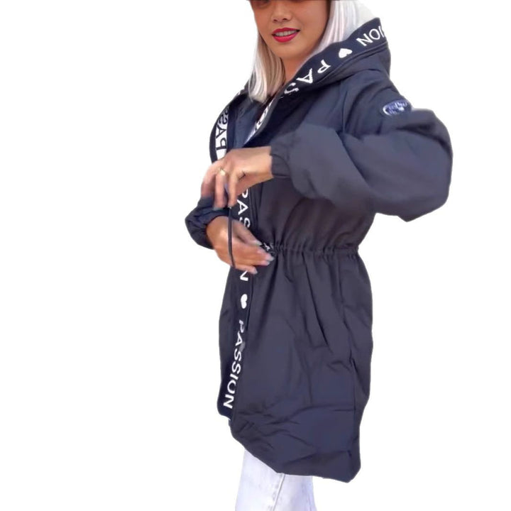 Ladies casual hooded jacket with contrasting inscriptions Lune London