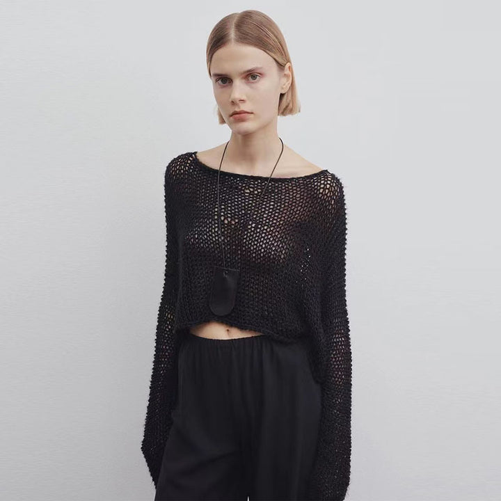 Pull tricoté court décontracté pour femme avec une coupe large Chic & Stil