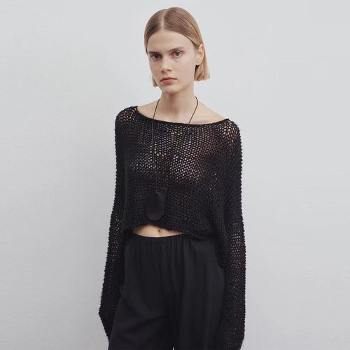 Pull tricoté court décontracté pour femme avec une coupe large Chic & Stil