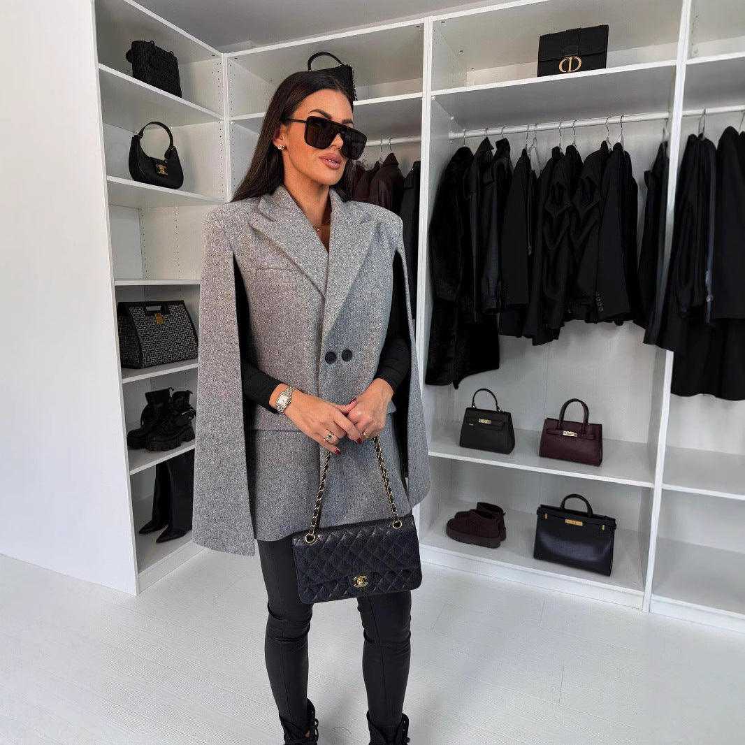 Double Button Cape Blazer for Women Lune London