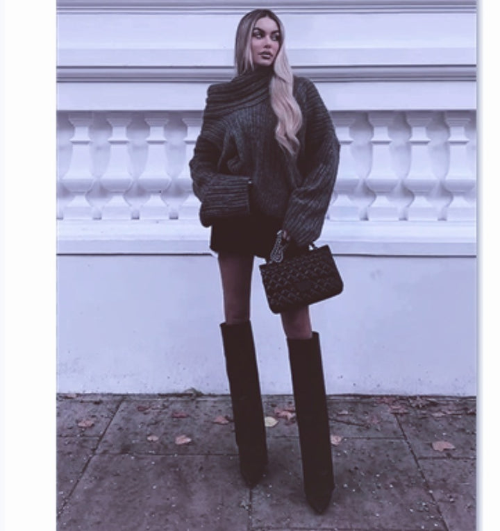 Cozy knit sweater for women with a trendy off-the-shoulder neckline Lune London