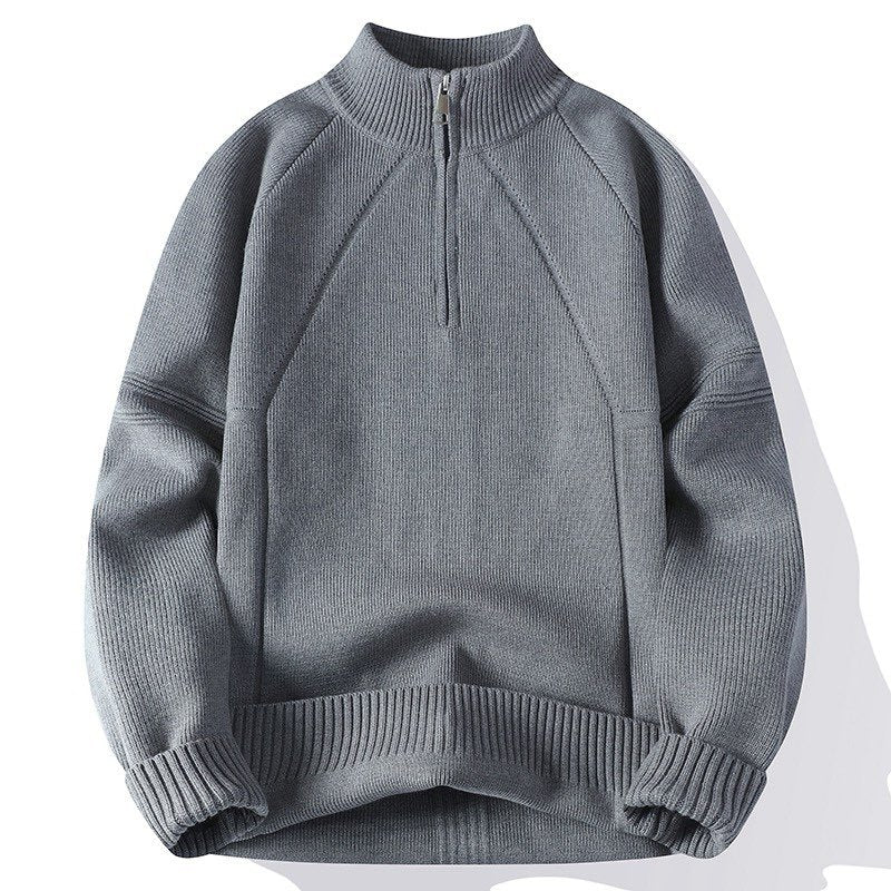 Knitted sweater for men with high collar and zipper Lune London