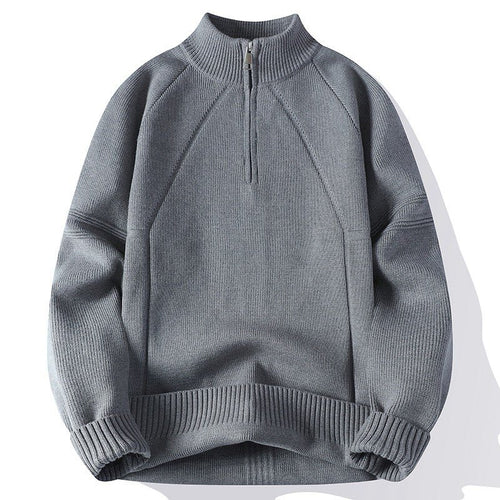 Knitted sweater for men with high collar and zipper Lune London