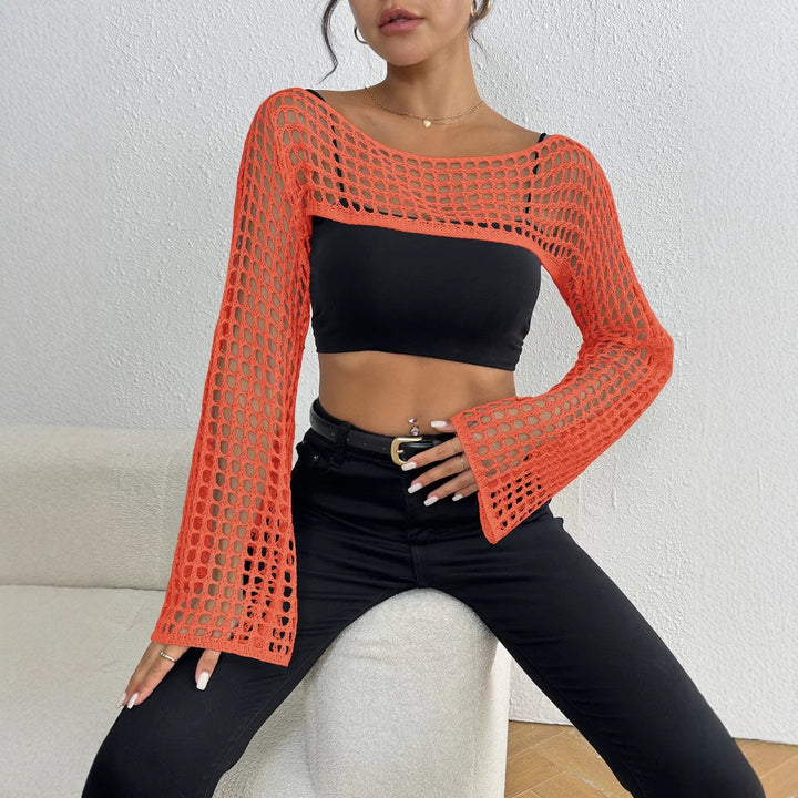 Ladies Chic Crochet-Mesh-Crop-Top Lune London