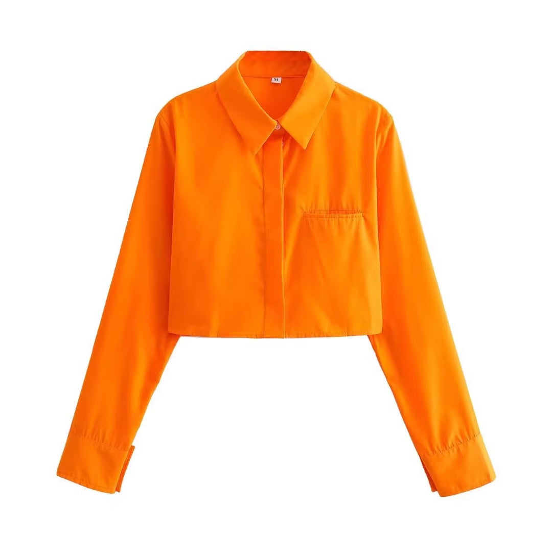 Women's cropped blouse with classic collar Lune London