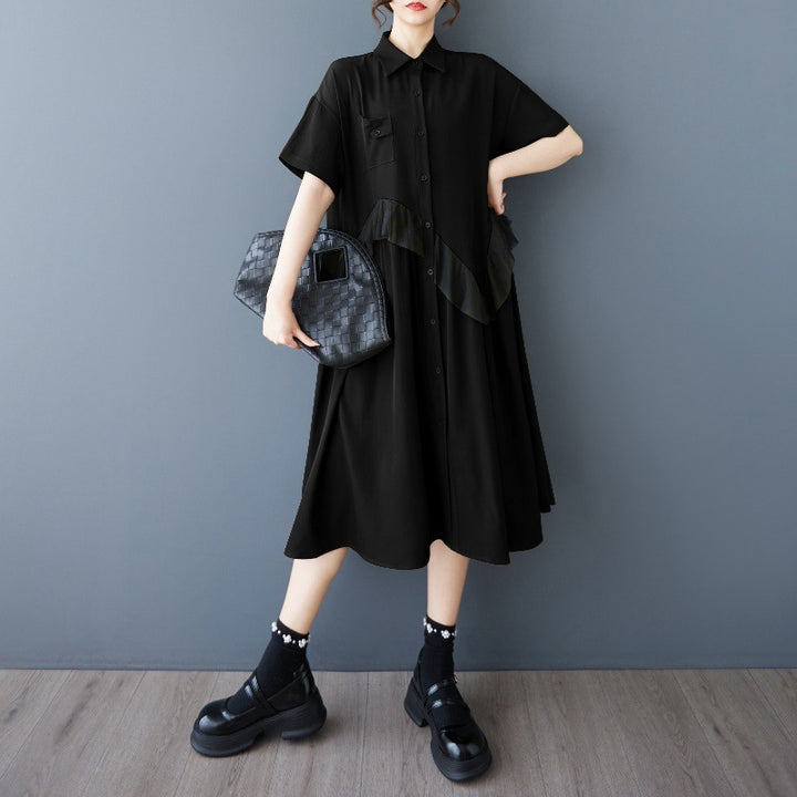 Midaxi button-down shirt dress for women with ruffle detail Lune London