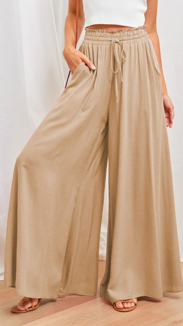 Loose summer pants for women with elastic waistband and pockets Lune London