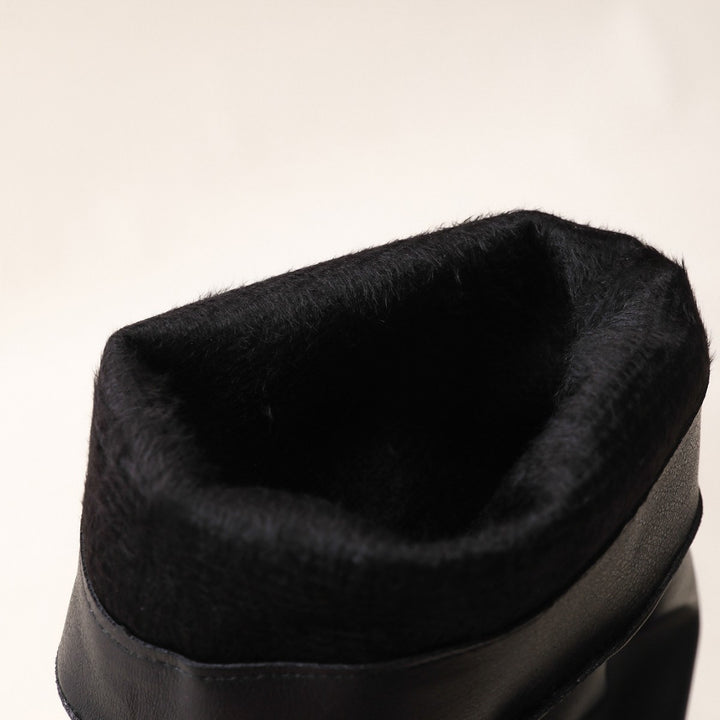 Long boots for women with a beautiful gathered effect and an elegant block heel Lune London