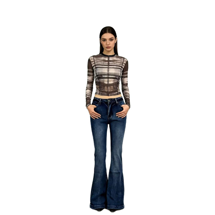 Ladies elegant cropped top with puff sleeves and vintage embroidery Lune London