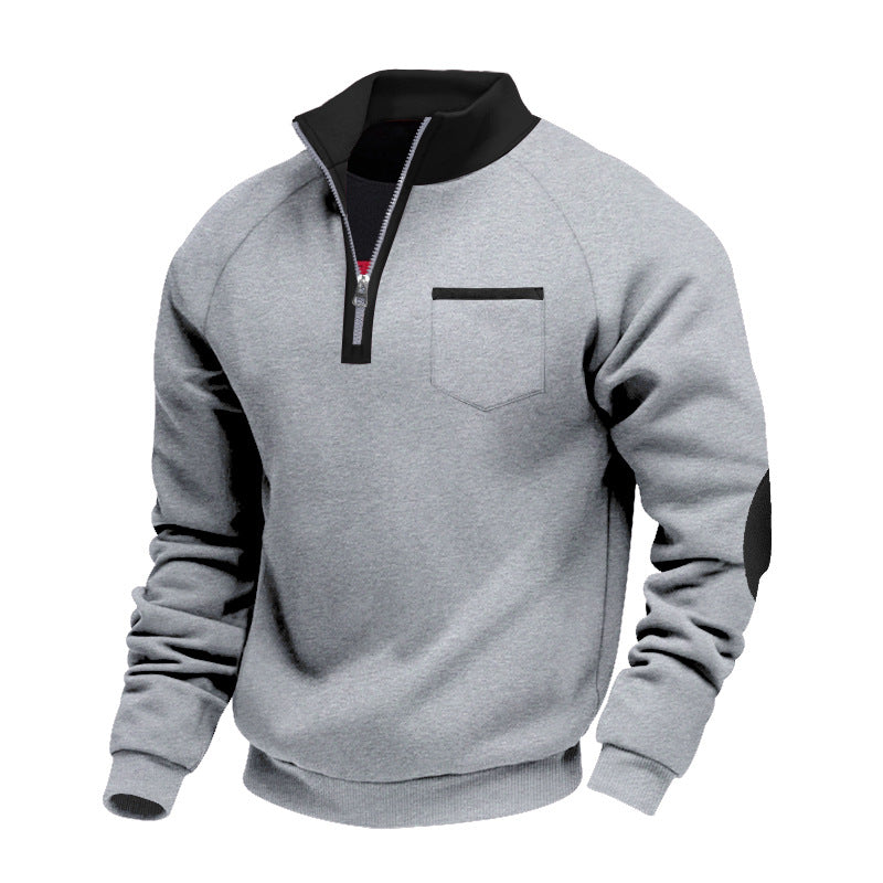 Men's trendy hooded sweater with zipper and practical chest pocket Lune London