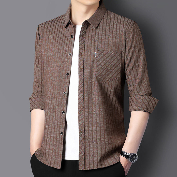 Casual long-sleeved shirt for men with modern striped pattern Lune London