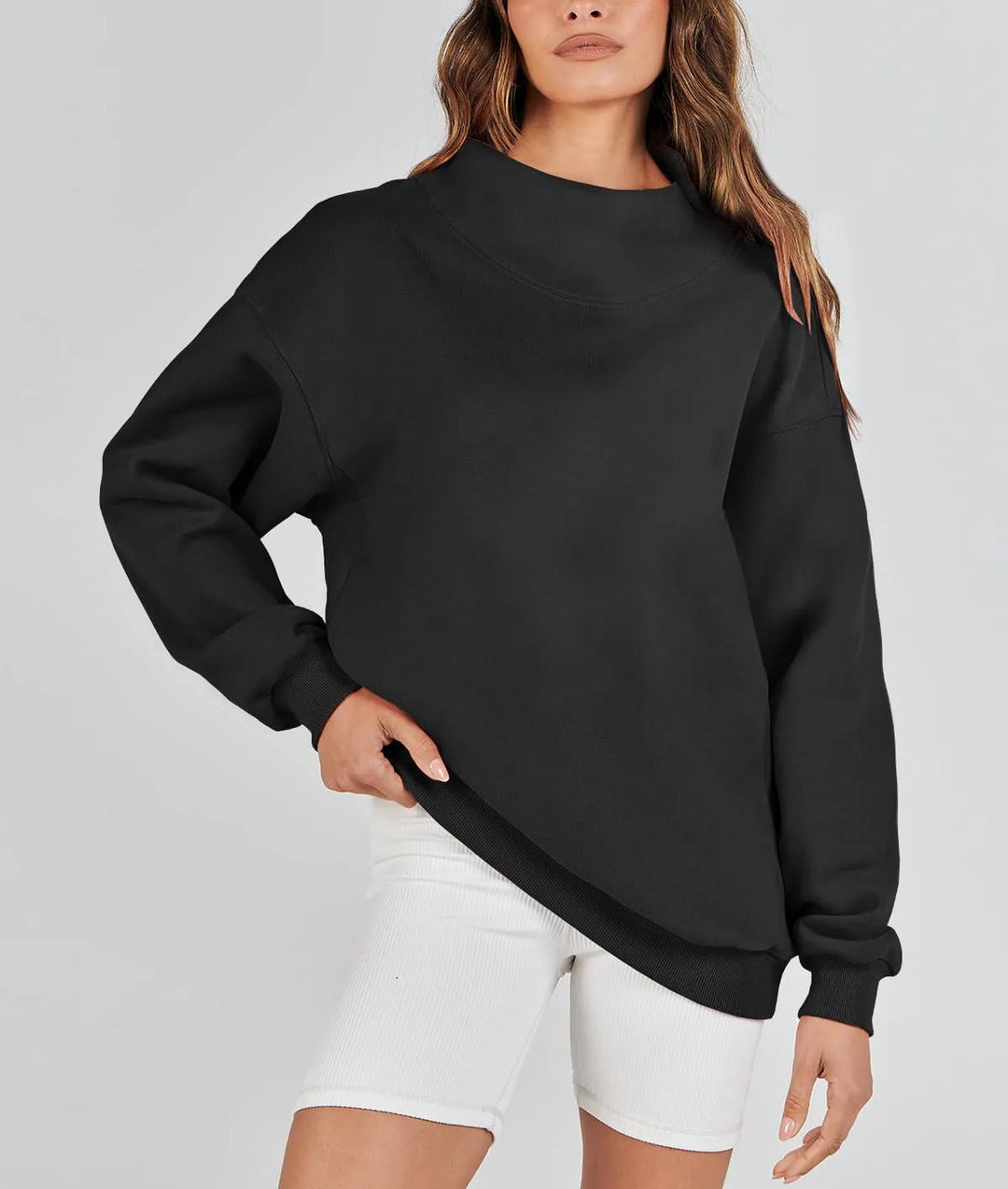 Ladies Comfortable Oversized Sweater with Chic High Collar and Style