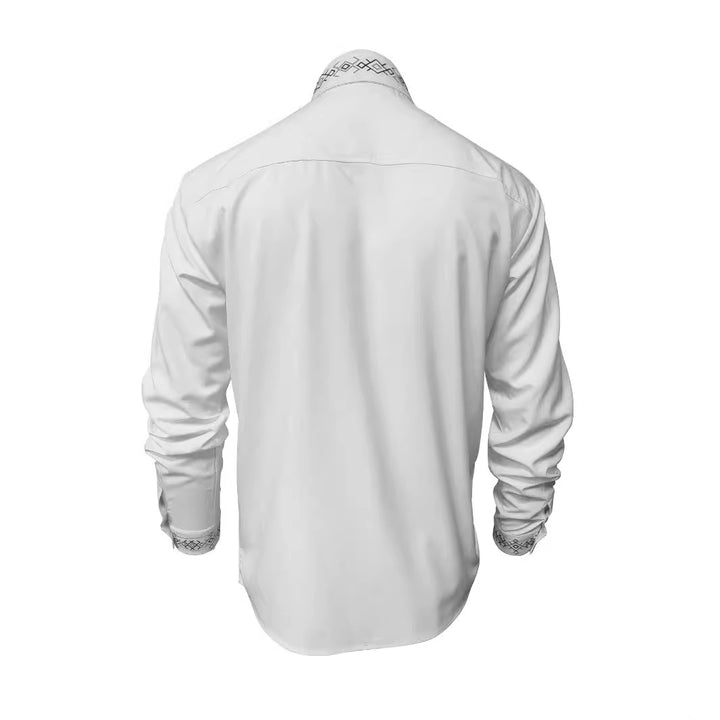Elegant long-sleeve shirt for men with exclusive embroidered collar Lune London