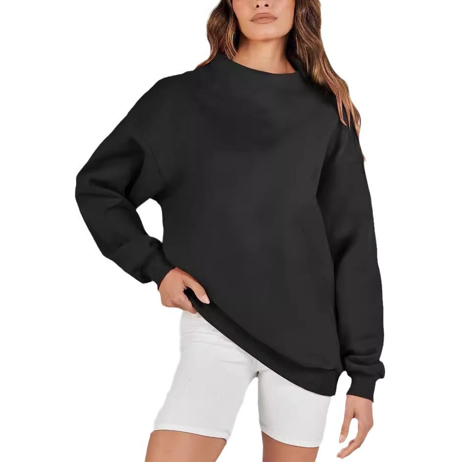 Ladies Comfortable Oversized Sweater with Chic High Collar and Style