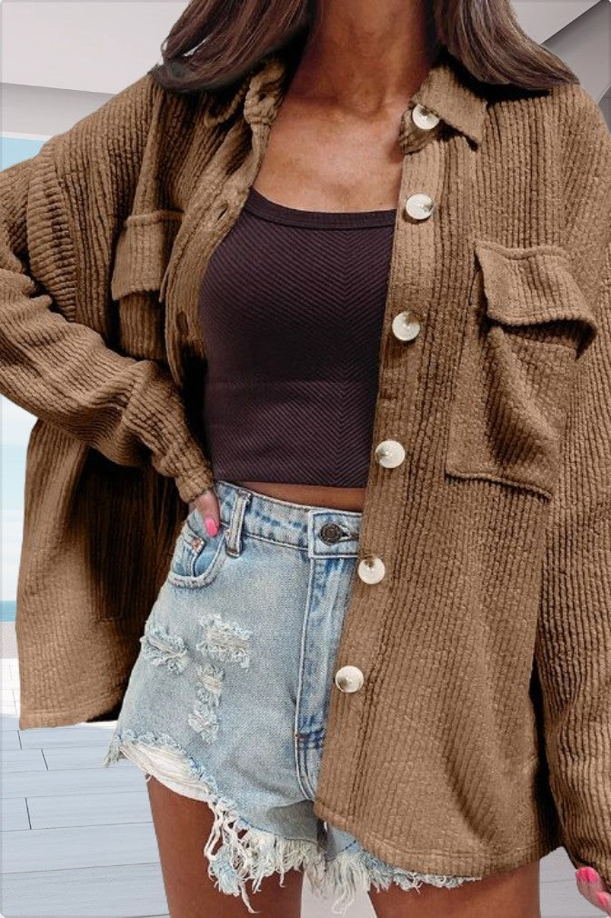 Lune London | Women's casual oversized shirt blouse with textured design and practical pockets