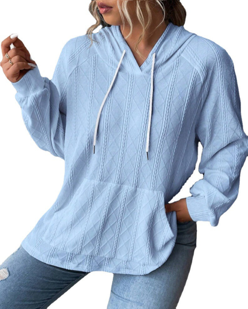 Ladies casual hoodie with textured design and kangaroo pocket Lune London