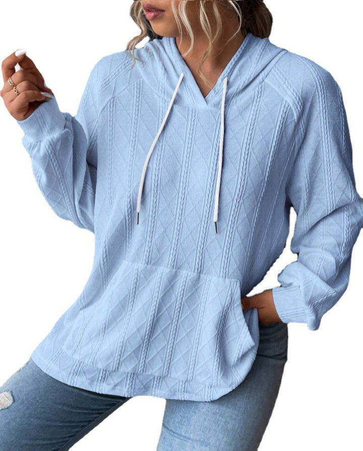 Ladies casual hoodie with textured design and kangaroo pocket Lune London