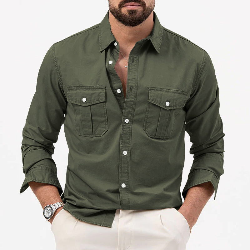 Long sleeve shirt for men with two chest pockets and modern fit Lune London