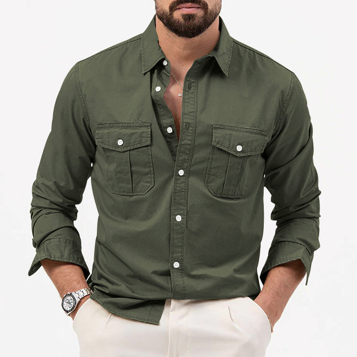 Long sleeve shirt for men with two chest pockets and modern fit Lune London