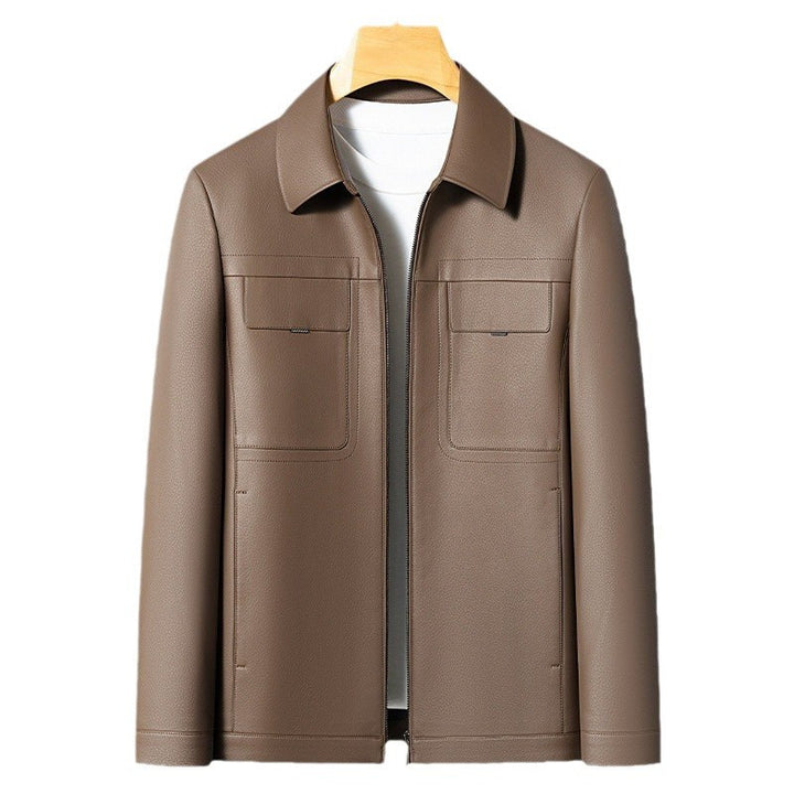 Casual leather jacket for men with practical chest pockets Lune London