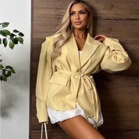 Ladies elegant oversized blazer with belt detail Lune London