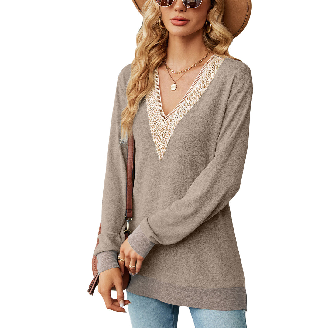 Viscose sweater for women with a playful V-neckline and delicate crochet accents Lune London