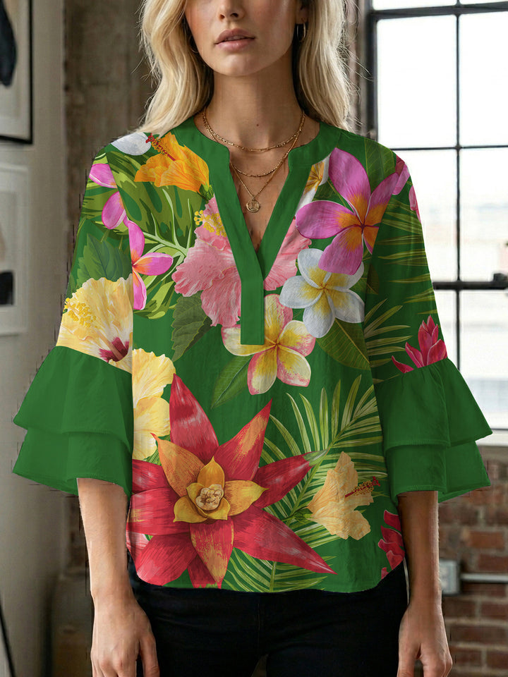 Women's blouse shirt with voluminous sleeves and floral pattern Lune London