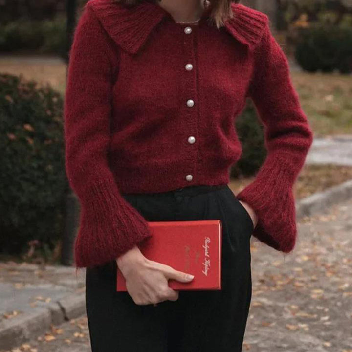 Knit jacket for women with wide sleeves and a textured pattern Lune London